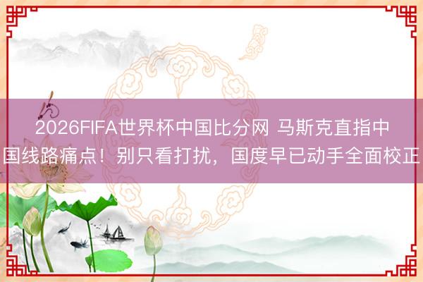 2026FIFA世界杯中国比分网 马斯克直指中国线路痛点！别只看打扰，国度早已动手全面校正