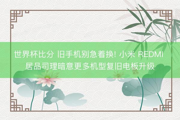 世界杯比分 旧手机别急着换! 小米 REDMI 居品司理暗意更多机型复旧电板升级