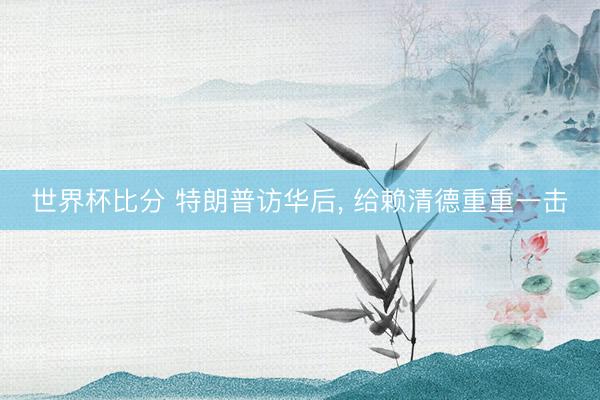 世界杯比分 特朗普访华后， 给赖清德重重一击