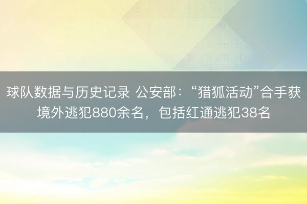 球队数据与历史记录 公安部：“猎狐活动”合手获境外逃犯880余名，包括红通逃犯38名