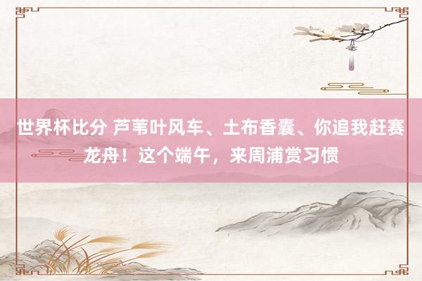 世界杯比分 芦苇叶风车、土布香囊、你追我赶赛龙舟！这个端午，来周浦赏习惯