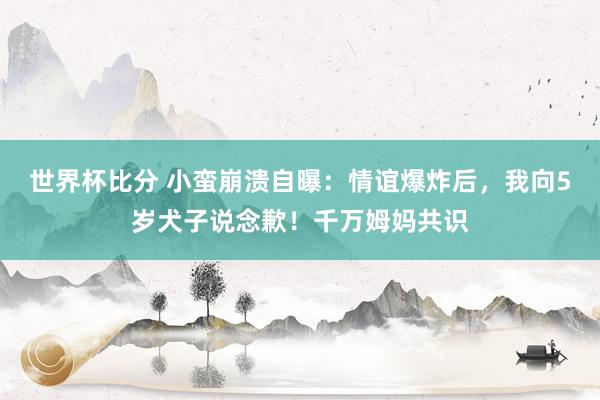 世界杯比分 小蛮崩溃自曝：情谊爆炸后，我向5岁犬子说念歉！千万姆妈共识